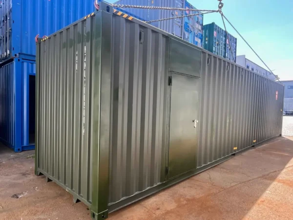 Hörmann Stahltür RAL 6007 für Container – Brandschutztür T30 mit Stahlrahmen – Container Eingangstür